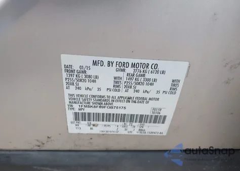 2015 Ford Explorer Limited из США, поврежденный, VIN 1FM5K8F89FGB75175